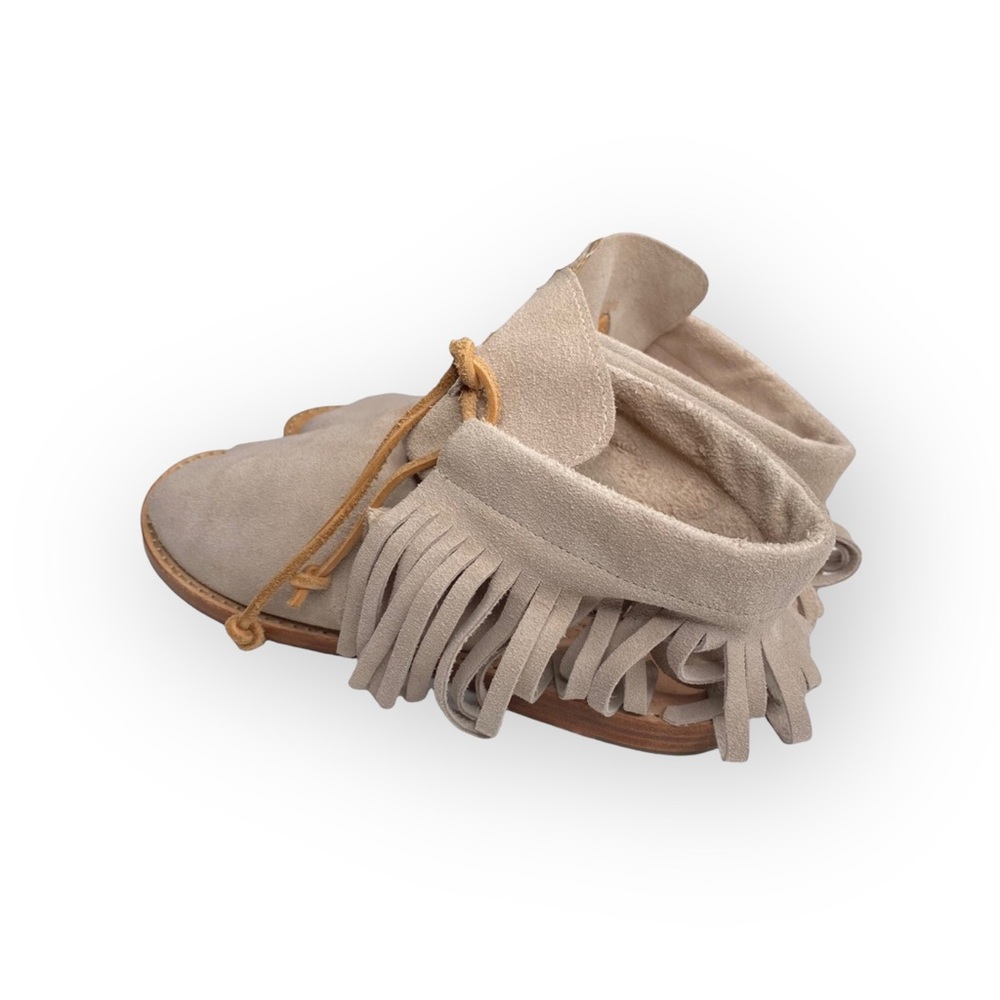 Martha Davis ❃ Fringe Flat Open Toe + Heel Bootie Sandal ❃ Stone Suede ❃ 38 7.5M - Picture 6 of 16